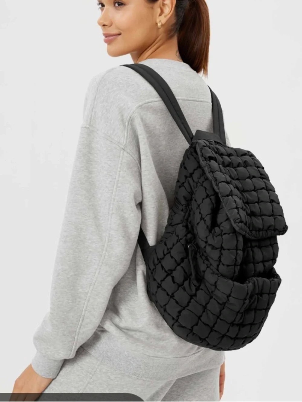 Ododos Black Lightweight Quilted Backpack